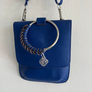 Carlos Santana Blue Crossbody Bag One Size with Brown Accent